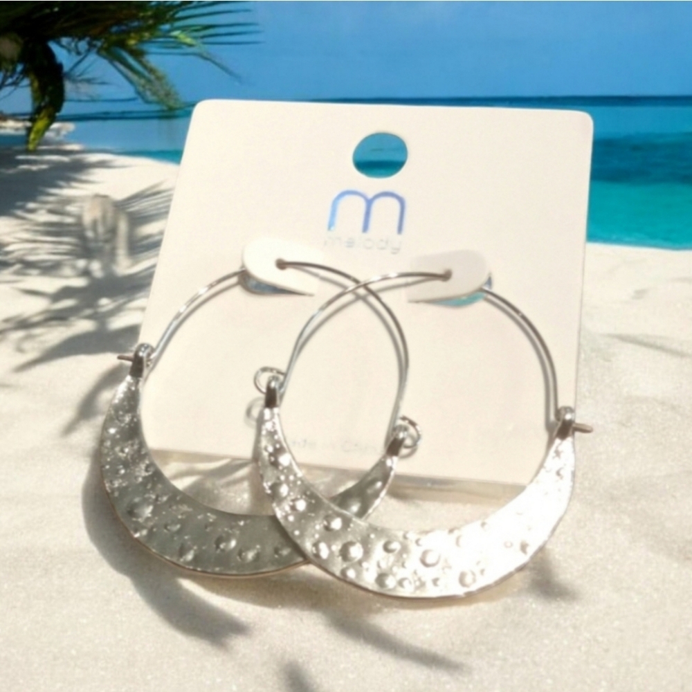 3 for $15 Textured Silver Hoop Earrings